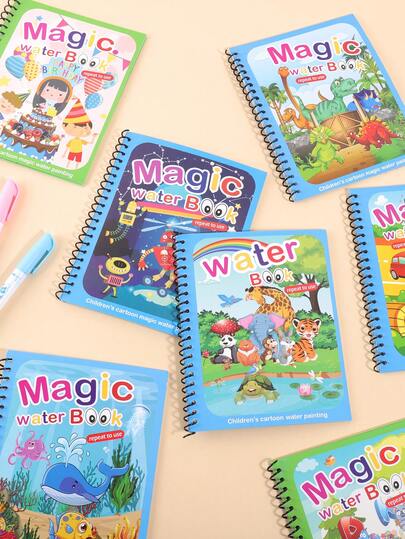 1本趣味水彩画册，多种卡通图案的水彩画册，时尚涂色书，增强想象力，培养学生手工DIY涂鸦兴趣，朋友的文具图画书，1支随机彩色笔，小艺术家的学习用品——开学季必备，返校季