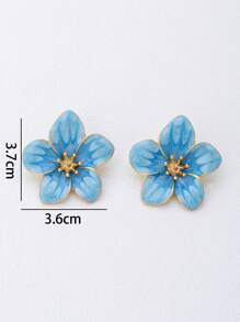 1 Pair Handpainted Enamel Drippy Tulip Design Gold-Tone Earrings, Great Gift For Daily Wear, Holidays, Birthdays, Mother's Day, For Girlfriend Or Daughter