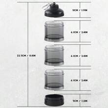 BYLWORKOUT 1 pacote de recipiente para proteína em pó com suporte de funil, 3 dispensadores de proteína em pó empilháveis à prova de vazamento, chaveiro portátil para recipiente de pó para treino, fitness, viagens - 1 preto 1 branco - Ver 4