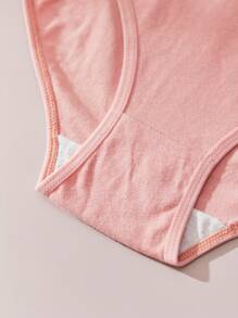 4件纯色女士三角裤字母松紧带可爱甜美开学学生装亲肤白内裤紫色短裤砖红色内裤舒适日常穿着优雅性感内衣度假基础款性感女士内裤 - 彩色 - 查看 7