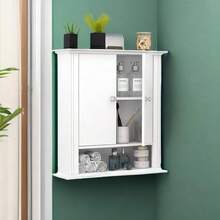 Wall Mounted Bathroom Medicine Cabinet With 2 Doors, Hanging Wall Cabinet Over Toilet, Upper Cabinet Storage Cupboard For Kitchen Laundry Room, White - 白色 - 查看 8