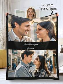 SEPTEVAGUS 1 Stück personalisierte Flanelldecke mit Foto für den Valentinstag, personalisierte Namensdecke als Geschenk für Familie, Geburtstag, Hochzeit, Freund, sie, Freundin, Mutter/Vater, Neujahr, Haustier, Paar