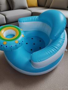 1 st multifunktionell uppblåsbar babystol och badpall, UFO uppblåsbar skolstol babystol för spädbarn 3 månader och uppåt sommaruppblåsbar babystol babyshowerstol golvsits, ryggstödssoffa för spädbarn