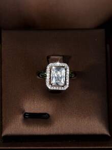 1 Set Versatile Cubic Zirconia Square Jewelry Set, Suitable For Women's Daily Wear - Silver - View 6