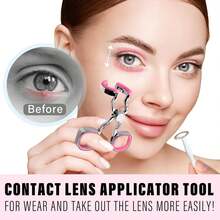 Contact Lens Applicator Tool, Eye Opener For Contacts For Easy Insertion And Removal, With Contact Lens Case, Sucker+Tweezer With Soft Tip - Multicolor - View 2
