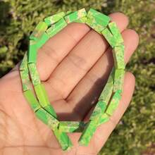 28 piezas/4x13mm Cuentas de piedra natural, cuentas cilíndricas columna y largas de tubo, cuentas de turquesa de sedimento marino para hacer joyas DIY, pulseras y collares hechos a mano, suministros artesanales, regalo para mujeres, materiales de abalorios de estilo bohemio, cuentas de piedras preciosas curativas, accesorios para fiestas de playa de verano, componentes de joyería nupcial y de boda