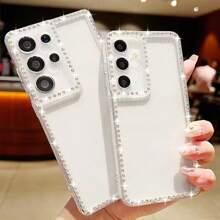 Hermosa funda de teléfono móvil de TPU con brillo y diamantes incrustados, compatible con SAMSUNG S25Edge S25 S25Plus S25Ultra S24 S24Plus S24Ultra S23 S23FE S23Ultra S22 S22Ultra S22 S21FE S20FE A14 A15 A16 A17 A53 A54 A55 A25 A35 A25 A36 A56 y compatible con iPhone