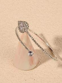 1pc Rhinestone & Zirconia Beads Criss-Cross Stretch Bracelet, Suitable For Daily Wear