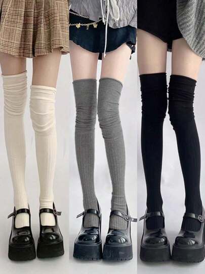 1/2/3 Pair Breathable Moisture-Wicking Comfy Sweet Embroidered Knee-High Socks, Collegiate Style, Y2K