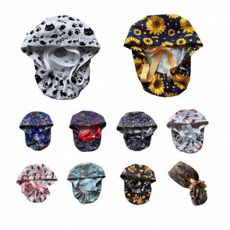 Floral Print Casual Polyester Work Cap, Multi-Seasonal Sports Hat