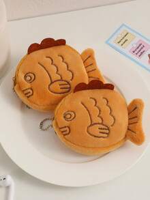 1个可爱鱼形毛绒零钱包，女孩钥匙扣零钱包小钱包，儿童耳机收纳袋 - 彩色 - 查看 5