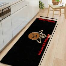 1pc Halloween Skull Pattern Printed Non-Slip Linen Kitchen Rug, Bathroom Mat, Doormat, Home Decor, Halloween Decoration, Halloween Gift, 3D Printed Rectangular, Suitable For Living Room, Bedroom, Hallway, Bathroom, Laundry Room - Polyester Carpet, Indoor & Outdoor Use