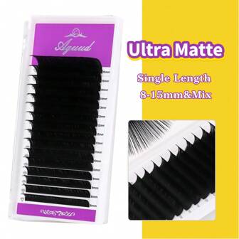 Aguud Ultra Matte Series16 Rows C/CC/D 8-15mm/Mix Volume Classic Natural Black Lash Extensions Korean Pbt Fiber Velvet Cashmere Eye Lash Trays 0.03/0.05/0.07 Individual Extent Eyelash Extensions