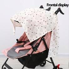 1pc Baby Stroller Sunshade, Made Of , Portable, Breathable, Adorable Cartoon Bear Print Pattern, Applicable For All Types Of Baby Strollers And Carrier Strollers, Breathable Mesh Design, Easy To Install, Perfect Gift For Moms And Babies