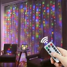 8 Modes Remote Control Fairy Window Curtain Lights, USB Powered, For Bedroom, Valentine's Day, Wedding, Christmas, Halloween, Birthday, Festival Party Decor - USB Curtain Light - View 15