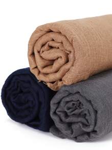 3 buc/set femei culoare solidă eșarfă musulmană încrețită eșarfă hijab casual set