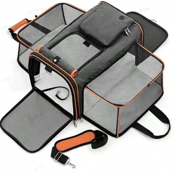 IISVGE Compagnon de voyage ultime pour animaux de compagnie - Sac à dos de transport pliable, approuvé par les compagnies aériennes, extensible sur deux côtés, pour chats, chiens, chiots - Conception confortable, aérée et facile à porter pour des voyages sans stress