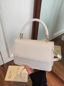 Bolso cuadrado cruzado de hombro de gran capacidad, unicolor, de estilo minimalista y moderno para mujer