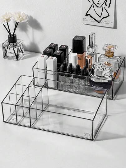1pc Transparent Cosmetic Storage Rack Storage Box Open Dresser Storage Box Suitable For Cosmetics, Lipstick, Skin Care, Perfume Organizer, Suitable For Living Room, Bedroom, Bathroom And Multiple Scenes, Home Decor, Bathroom Accessories