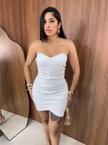 Women's Leather Corcelet Dress - mati - View 2
