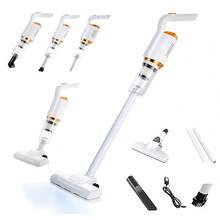 Aspiradora de automóviles, aspiradora de mano pequeña, aspiradora inalámbrica potente, accesorios de cepillos múltiples, diseño portátil y silencioso, adecuado para casas y automóviles - Blanco - Ver 6