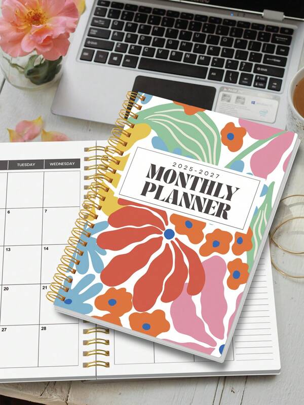Caderno de planejamento mensal 2025-2027 para mulheres e homens, A5 (14 cm x 20 cm), calendário acadêmico semanal e mensal, julho a junho, organizador pessoal, material de escritório e escolar, material escolar, volta às aulas
