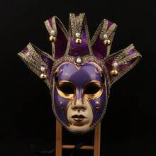 Local Delivery-  Venetian Comedy Mask Exquisite Decoration Jester Masks For Party Holloween - E_purple - View 4