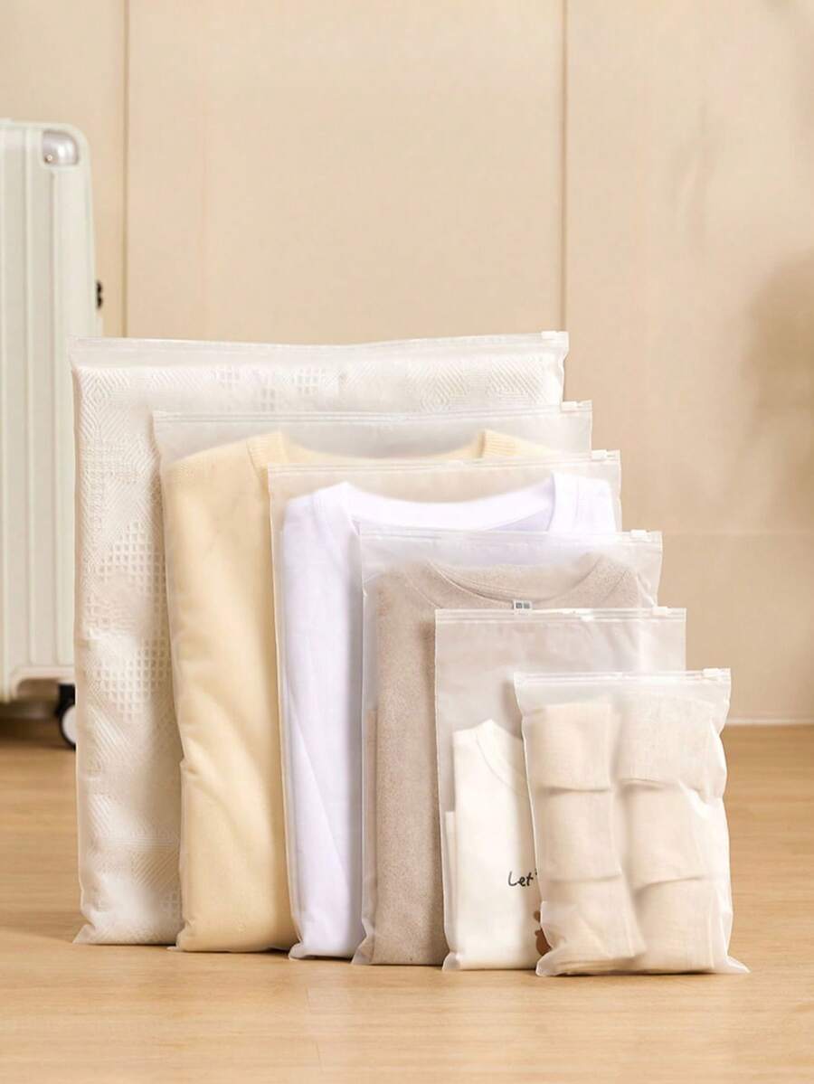 10 cái/12 cái/15 cái/20 cái/25 cái Túi đựng đồ du lịch, Túi đựng đồ di động dày PE, Túi đựng đồ trong suốt chống thấm nước dùng để phân loại quần áo