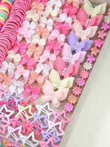 940pcs Girls Multicolor Pearl Butterfly Hair Clips, High Elastic Durable Non-Damaging Butterfly Hair Ties, Hair Ties, Side Bangs Clips, Barrettes, Versatile For Daily Use - Multicolor - View 3