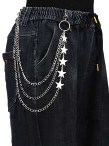 1pc New Fashion Pentagon Star Charm Jeans Chain Multilayer Autumn-Winter Accessories Halloween Costume,Suitable For Teens, Youth,Men,Casual, Outdoor, Athletic, Vacation, Graduation Gifts, Birthday, Daily Wear - Multicolor - View 5