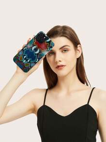 1pc Fashionable UV Printed Snake Skin Pattern PU Leather Phone Case, Shockproof With Transparent Design, Suitable For IPhone 11/12/13 Pro/14/15 Plus/16 Pro Max, Dual-Layer TPU Protective Cover, Multi-Colors