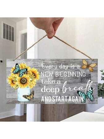 每天都是新的开始 - 蒲公英蝴蝶木制墙壁艺术，激励和鼓舞人心的家居装饰、乔迁礼物、家居装饰、房间装饰、墙壁装饰