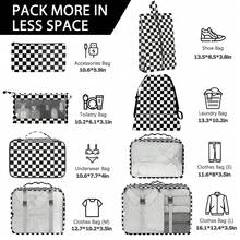 8 Set Travel Essentials, Suitcase Organizer Bags, Packing Cubes, Storage Bag, Travel Organizer Bags, Vacation Essentials, Travel Accessories, Cruise Essentials, Beach Essentials, Purse Essentials, School Supplies, Suitable For Organization And Storage - 黑白格子 - 查看 3