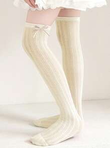 1 Paar Sommer Pastell-farbige Rüschen Socken, feines süßes Schleifen Design, atmungsaktive Mesh-Netz Mückenschutz Beinwärmer Socken für Kinder