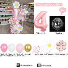 42 件雏菊柱气球套装，派对装饰用品 - 粉色 - 查看 6