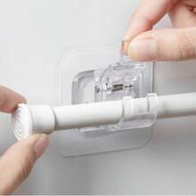 2Pcs Curtain Rod Bracket Without Drilling, Self-Adhesive Curtain Rod Bracket Without Nails Adjustable Curtain Rod Hook Bathroom Curtain Coat Hanger Kitchen Bathroom Hotel