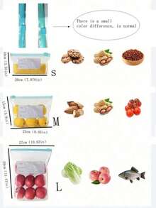 60pcs Thick Ziplock Food Storage Bags, Reusable Freezer & Microwave Safe Bags For Food Organization, Available In 45/30/20/1 Piece Packaging Options - Multicolor - View 6