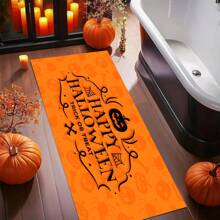 1/2 Piezas Felpudo de Halloween, con respaldo de goma, decoración de entrada de Halloween, decoración para interiores y exteriores, alfombra de cocina, alfombra de drenaje de poliéster, para cocina, sala de estar, entrada, balcón, decoración del hogar, resistente a las manchas, cafetería, bar, fiesta, regalo festivo, dormitorio, decoración del baño