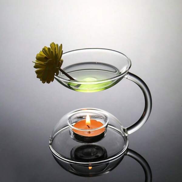 1 Stück Kristallglas Kerzenständer Tischmittelpunkt Heim-Dekoration Aroma Lampe Kerzenhalter Hochzeit Dinner Tisch Dekoration (Nur Kerzenständer enthalten ohne Zubehör)