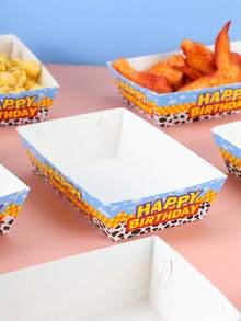 10/24 Peças Caixas de Comida de Aniversário Estampa de Vaca Feliz, Caixas de Batata Frita, Caixas de Pipoca, Decorações de Festa de Aniversário e Caixas de Lanche para Noite de Cinema em Casa, Adequado para Lancheira, Padaria, Restaurante de Hambúrguer - Multicolorido - Visão 5