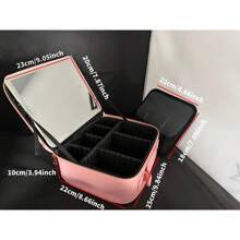 1 pezzo Borsa per il trucco da viaggio nera da 600mAh, con specchio, grande capacità, custodia per cosmetici da viaggio portatile con specchio a LED, perfetto per trucco, lampade, luci LED, luce notturna, illuminazione, accessori per la borsa da viaggio e la custodia per cosmetici.