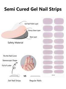 20 pièces Autocollants de vernis à ongles partiellement durcis, décalcomanies de gel transparent mauve clair, manucure de gel UV, facile à installer et à retirer, longue durée