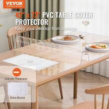 Plastic Table Cover, 42 X 72 Inch 2.0 Mm Thick Clear PVC Table Protector, Rectangle Desk Mat, Waterproof & Easy Cleaning Tablecloth, For Office, Dresser, Dining Room, Night Stand - Multicolor - View 2