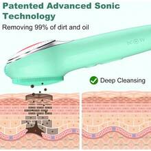 Facial Cleansing Brush Silicone Electric Face Scrubber Waterproof  Vibration Face Cleanser Brush For Men Women Rechargeable Face Brushes With Nose Scrub Brush Exfoliating Massaging Green 88am - 綠色 - 查看 3