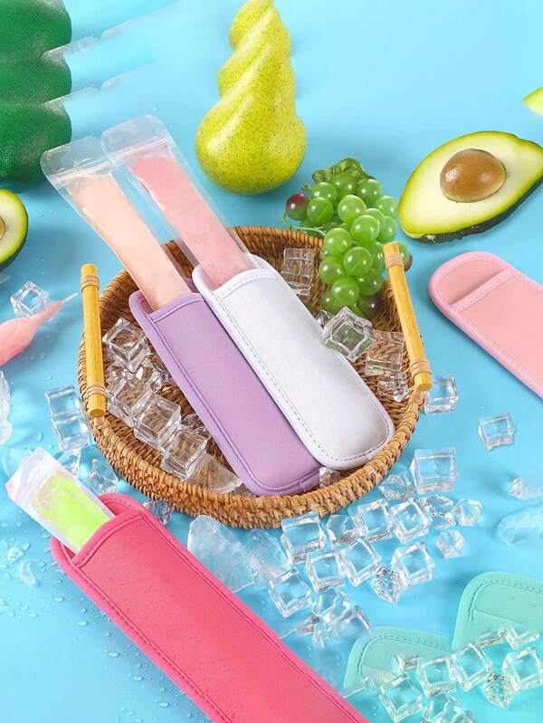 1pc/6/8pcs Freezer Pop Holders, Reusable & Washable Freezer Pops Protector Bags,Insulated Sleeves For Ice Lolly, Popsicle Holders,Neoprene Popsicle Sleeve,Summer. Back To School