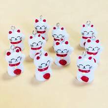 2件/6件可爱3D招财猫树脂吊坠耳环项链钥匙扣DIY珠宝制作 - 彩色 - 查看 7