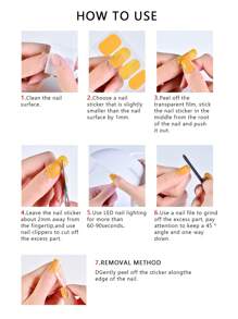 20 pièces/set Autocollants de vernis à ongles en gel semi-durci avec design French Tip, gel UV longue durée et facile à poser/retirer