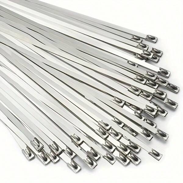 [Abrazaderas de acero inoxidable resistentes] Paquete de 50/100 abrazaderas de acero inoxidable de 7.9 pulgadas - Resistentes a la oxidación, resistentes a altas temperaturas, abrazaderas de cable de metal para maquinaria, automoción, escape y talla grande, material de acero inoxidable 201