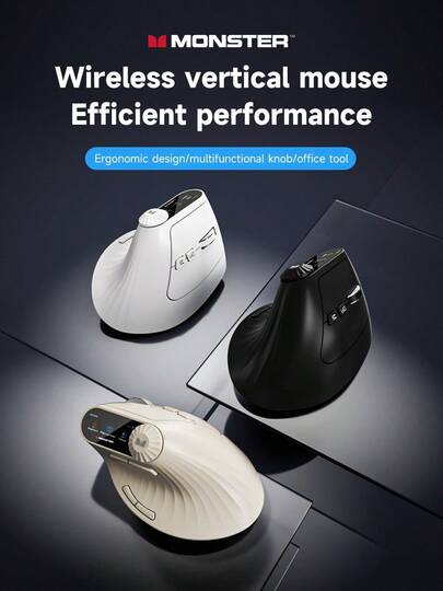 Monster Monster M2MAX Wireless Vertical Mouse Ergonomic 4000 DPI Silent Mouse Suitable For Tablets And Laptops 2.4GHz Optical Mouse