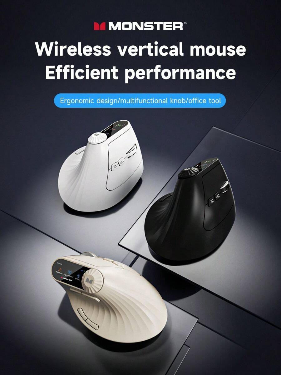 Monster M2MAX Wireless Vertical Mouse Ergonomic 4000 DPI Silent Mouse Suitable For Tablets And Laptops 2.4GHz Optical Mouse